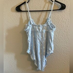 Forever 21 Light Blue Floral Bodysuit